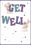 The design of this get well card fills the room with a heartfelt, cheerful energy-two adorable characters, a cuddly teddy bear and an exuberant puppy, spring to life atop bold letters that spell 'Get Well' in expressive strokes of indigo and teal. Set against a soft, inviting background reminiscent of a fresh morning near Thornton Heath station, scattered stars in gradations of blue and purple twinkle and dance, framing the pair and heightening the mood of optimistic support. The artist's attention to the texture-the plush, huggable bear and soft, floppy-eared pup-brings a sense of soothing touch, much like receiving a comforting bouquet from a trusted local florist. This card, with its joyful illustration and soothing palette, carries both visual and emotional comfort-an ideal companion to a thoughtful floral delivery in Thornton Heath, perfect for sharing kindness and encouragement on the path to recovery.